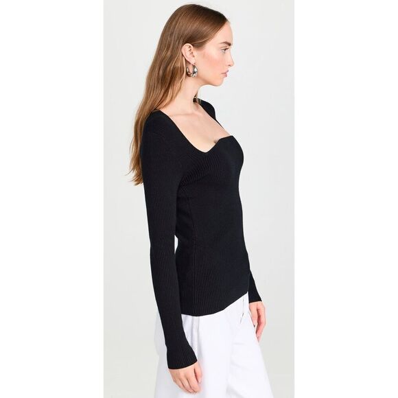 Jason Wu Curved Neckline Sweater in Black NWT Size XL - Picture 3 of 10
